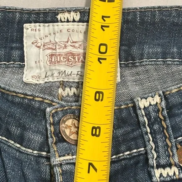 Big Star Liv Jeans Wms Sz 27L** Blue Stonewashed Mid Rise Skinny - Picture 6 of 7